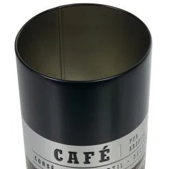 Boîte à café ronde en métal décorée noir^Gifi Discount