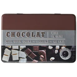Boîte à chocolat rectangulaire en métal décorée marron^Gifi Outlet