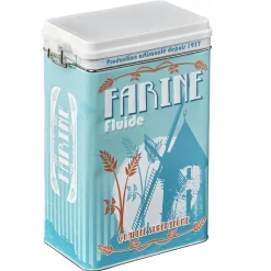 Boîte à farine en métal design vintage bleu^Gifi Outlet