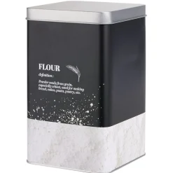 Boîte à farine en métal noir design flour - 10,7x10,7xH.17,5cm^Gifi Sale