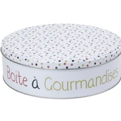 Boîte à gourmandises ronde blanche motif pois multicolores^Gifi Hot
