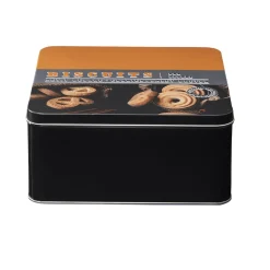 Boîte à gâteaux carrée en métal décorée marron^Gifi Hot