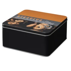 Boîte à gâteaux carrée en métal décorée marron^Gifi Hot