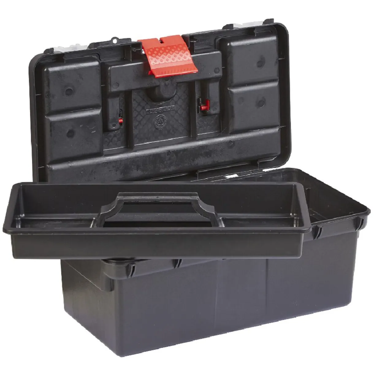 Rangement|Gifi Boîte à outil avec poignée et clip rouge et noire