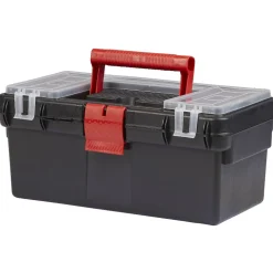 Rangement|Gifi Boîte à outil avec poignée et clip rouge et noire