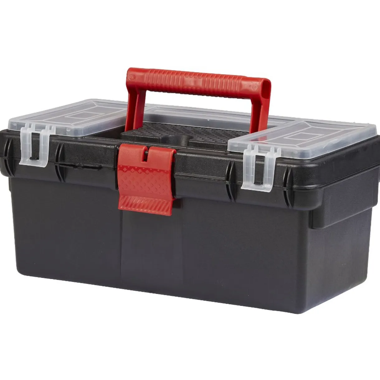 Rangement|Gifi Boîte à outil avec poignée et clip rouge et noire