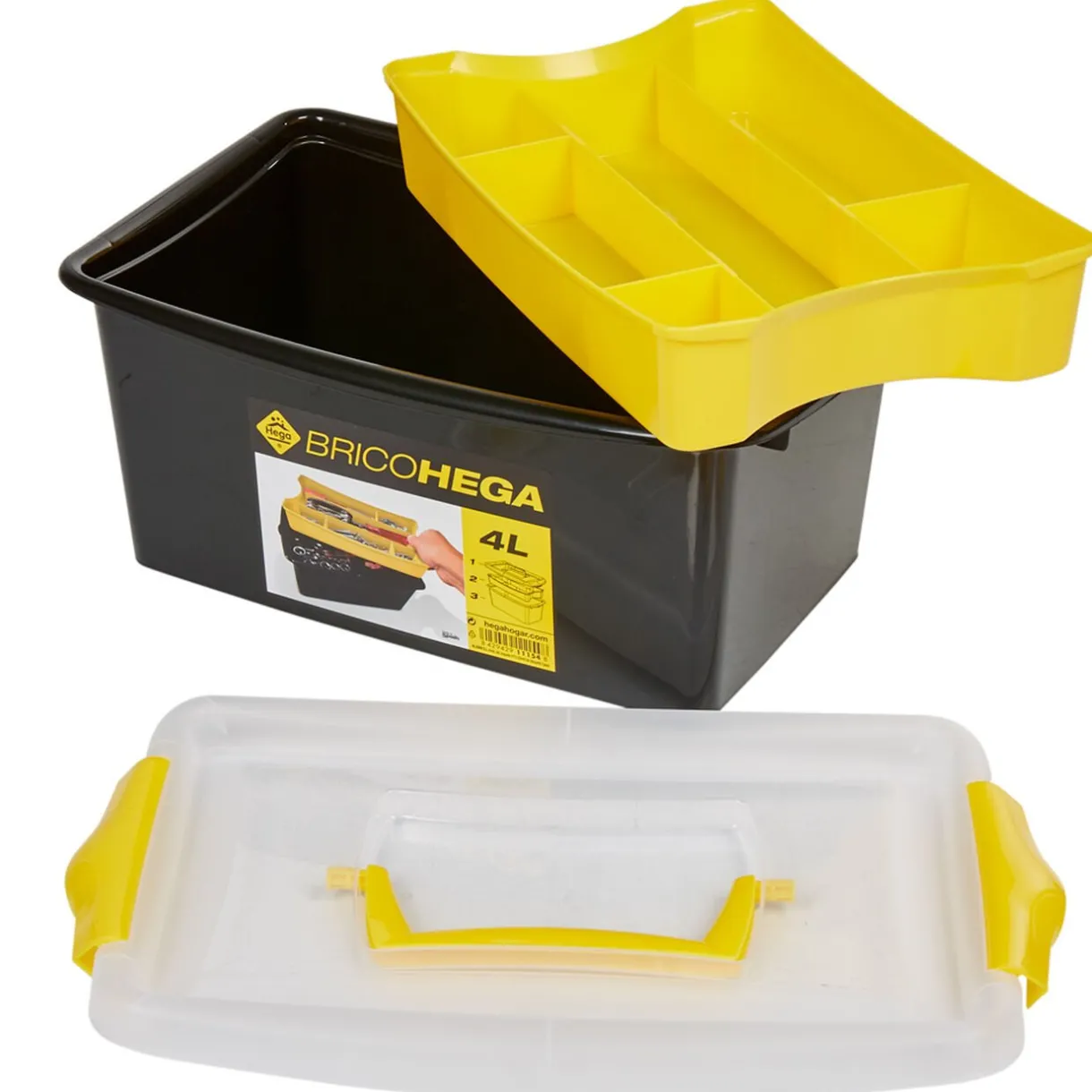 Rangement|Gifi Boîte à outils avec rangement amovible noir jaune 4L