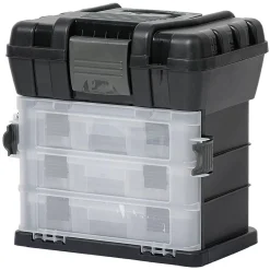 Rangement|Gifi Boîte à outils avec rangement compartimenté noir transparent