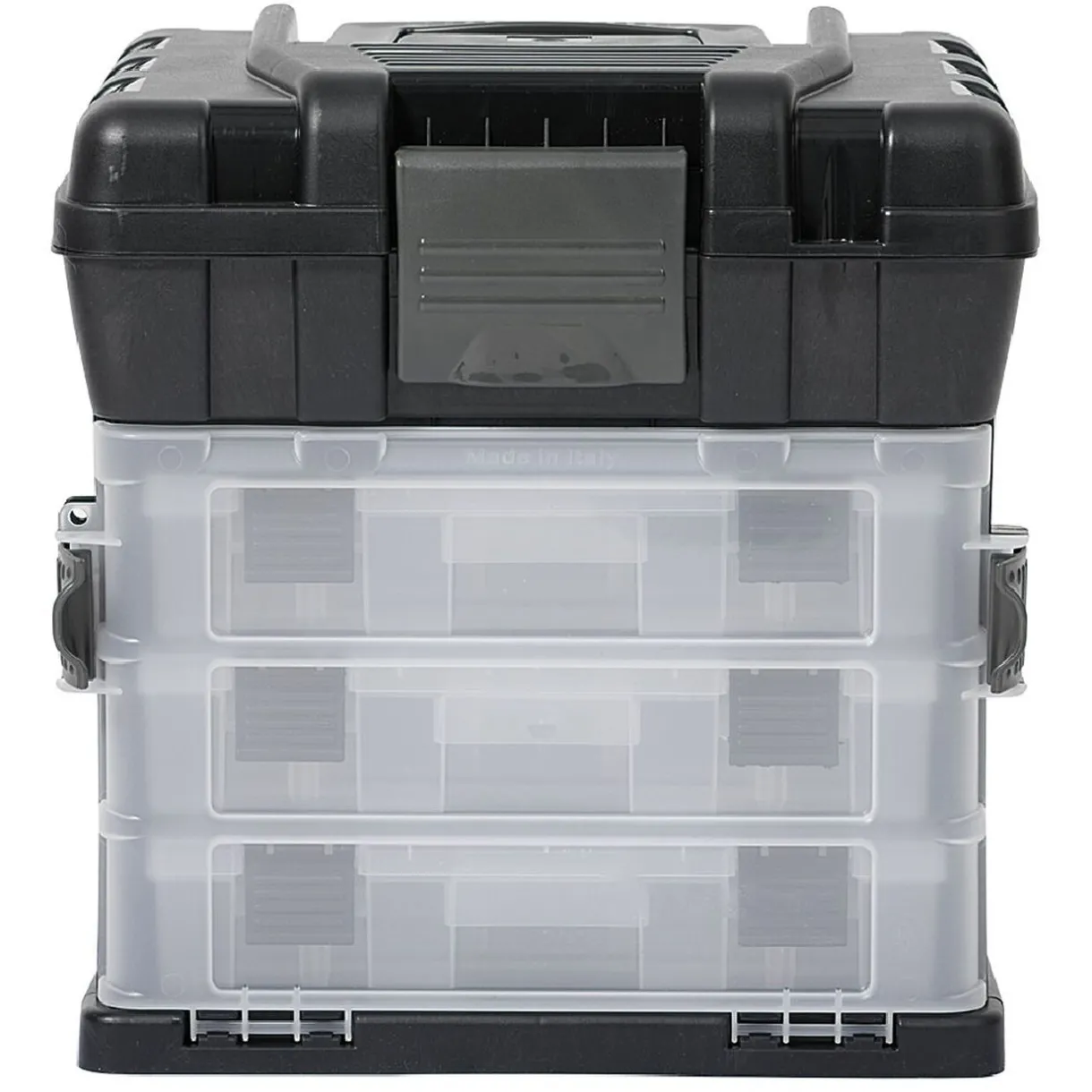 Rangement|Gifi Boîte à outils avec rangement compartimenté noir transparent