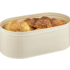 Boîte à pain ovales en métal et bambou beige naturel^Gifi