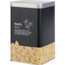 Boîte à pâtes en métal noir et gris design pasta - 10,7x10,7xH.17,5cm^Gifi Outlet