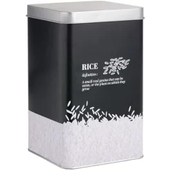 Boîte à riz en métal noir et gris design rice - 10,7x10,7xH.17,5cm^Gifi Sale