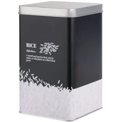 Boîte à riz en métal noir et gris design rice - 10,7x10,7xH.17,5cm^Gifi Sale