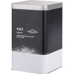 Boîte à sel en métal noir et gris design salt - 10,7x10,7xH.17,5cm^Gifi Discount