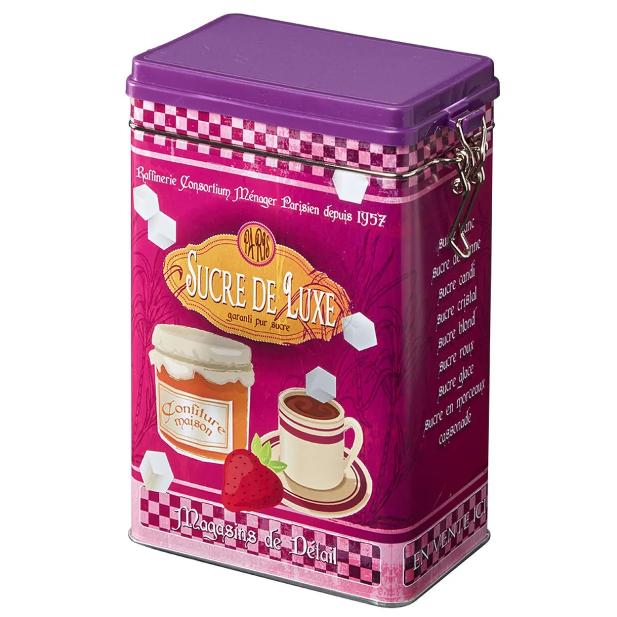 Boîte à sucre en métal design vintage luxe rose fuchsia^Gifi Best