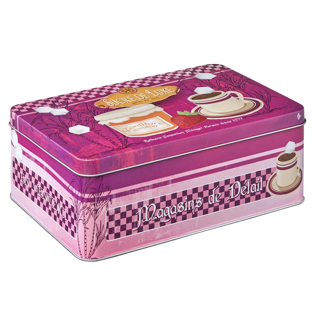 Boîte à sucre en métal design vintage luxe rose fuchsia^Gifi Hot