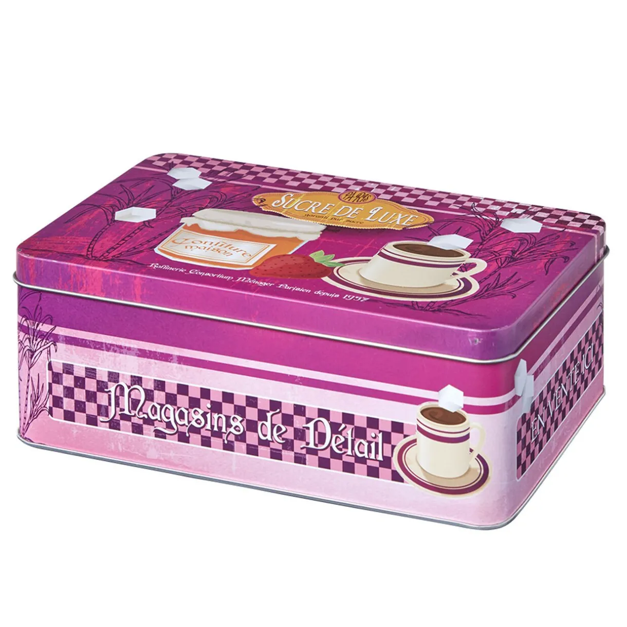 Boîte à sucre en métal design vintage luxe rose fuchsia^Gifi Hot