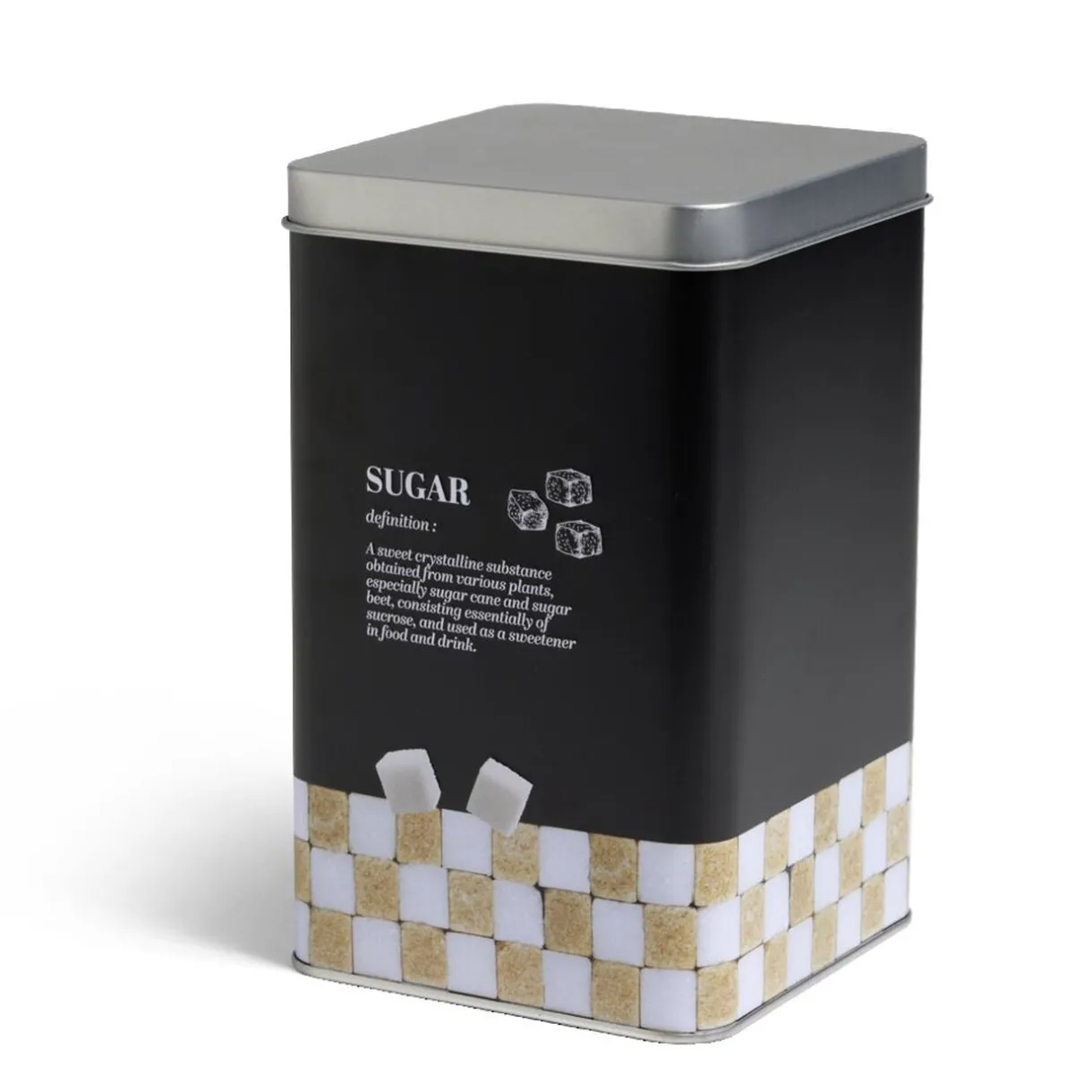 Boîte à sucre en métal noir design Sugar - 10,7x10,7xH.17,5cm^Gifi Discount