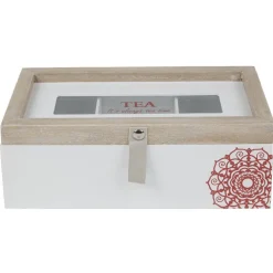 Boîte à thé blanc naturel motif rosace^Gifi New