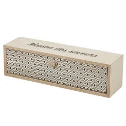 Boîte à thé bois design géométrique naturel et noir^Gifi Sale