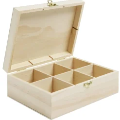 Boîte à thé en bois à personnaliser 20xH7x15cm^Gifi