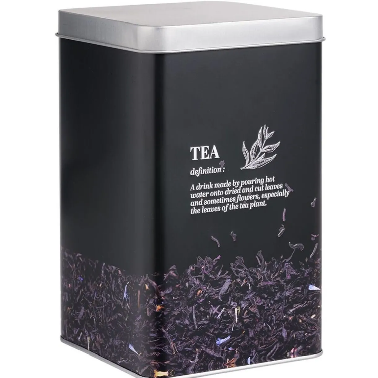 Boîte à thé en métal noir design Tea - 10,7x10,7xH.17,5cm^Gifi