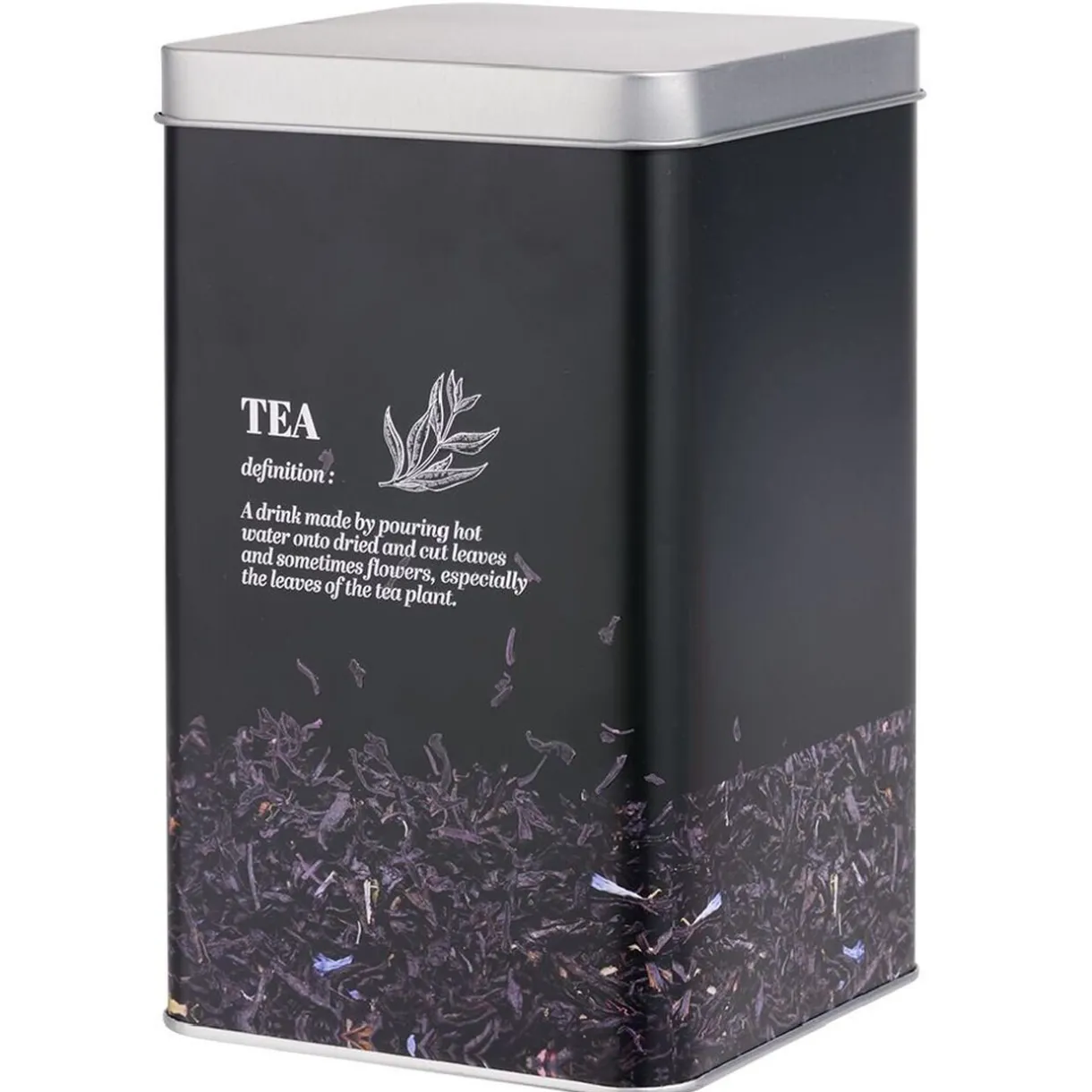 Boîte à thé en métal noir design Tea - 10,7x10,7xH.17,5cm^Gifi