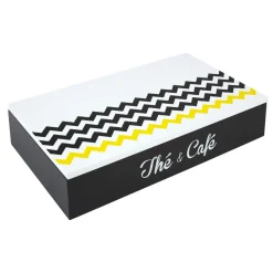 Boîte à thé et café zigzag noir blanc et jaune^Gifi New