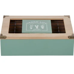 Boîte à thé My little garden en bois couvercle aluminium^Gifi Online