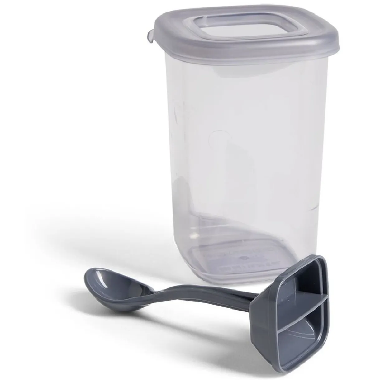 Boîte alimentaire + cuillère polypropylène gris 450mL^Gifi Discount