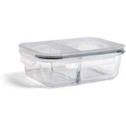 Boîte alimentaire compartimentée en verre avec couvercle plastique 1L^Gifi