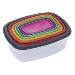 Boîte alimentaire en plastique avec couvercle coloré x7^Gifi Clearance