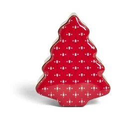 Boîte alimentaire Noël forme sapin métal rouge et doré 18x14,5xH6,5cm^Gifi Online