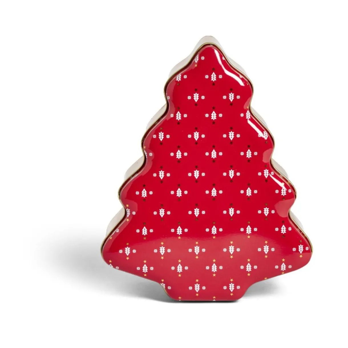 Boîte alimentaire Noël forme sapin métal rouge et doré 18x14,5xH6,5cm^Gifi Online
