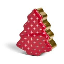 Boîte alimentaire Noël forme sapin métal rouge et doré 18x14,5xH6,5cm^Gifi Online