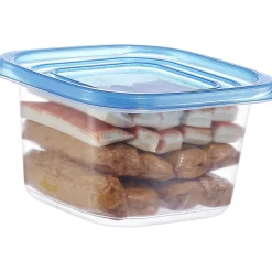Boîte alimentaire transparente couvercle bleu x18^Gifi Discount