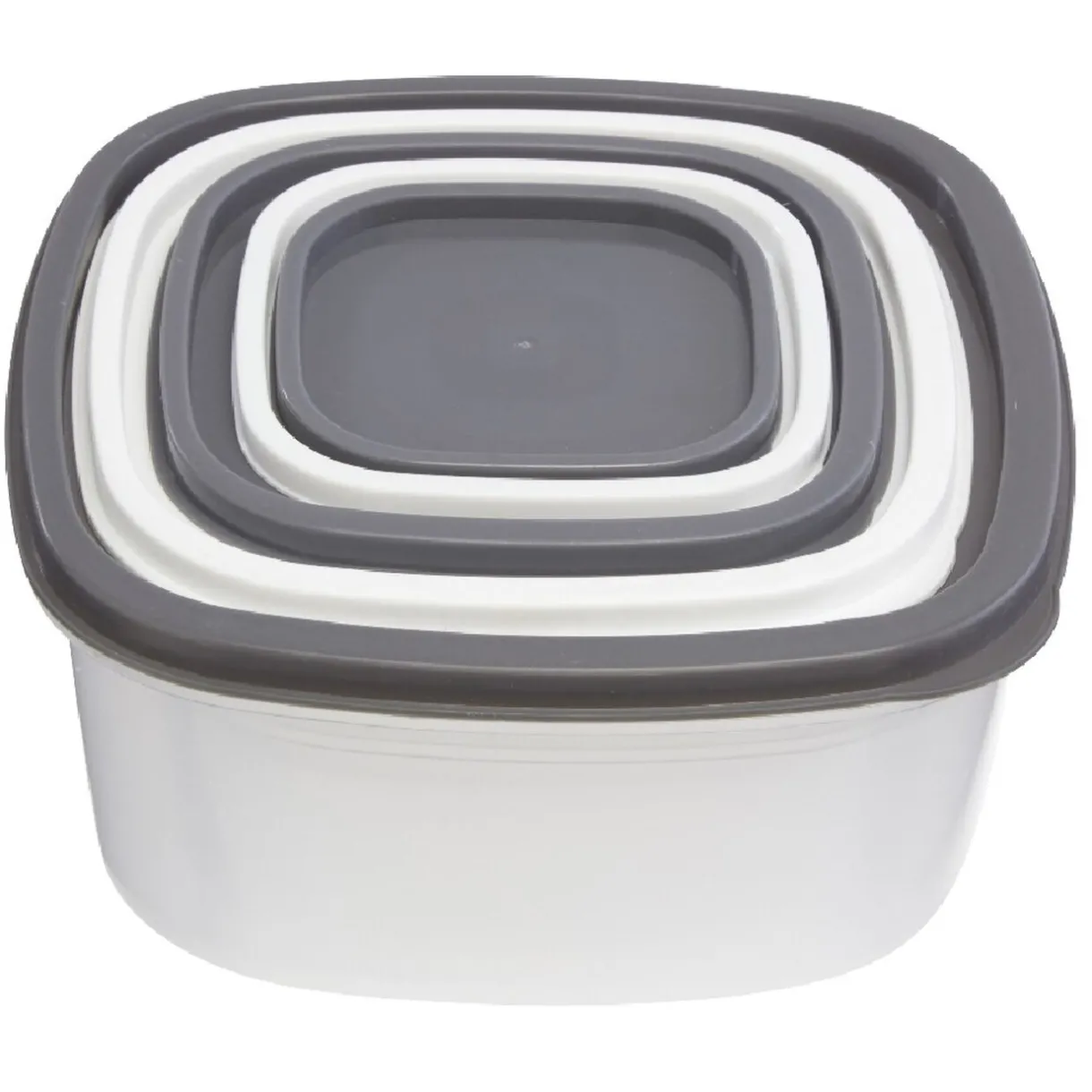 Boîte alimentaire transparente couvercle gris et blanc x5^Gifi Clearance