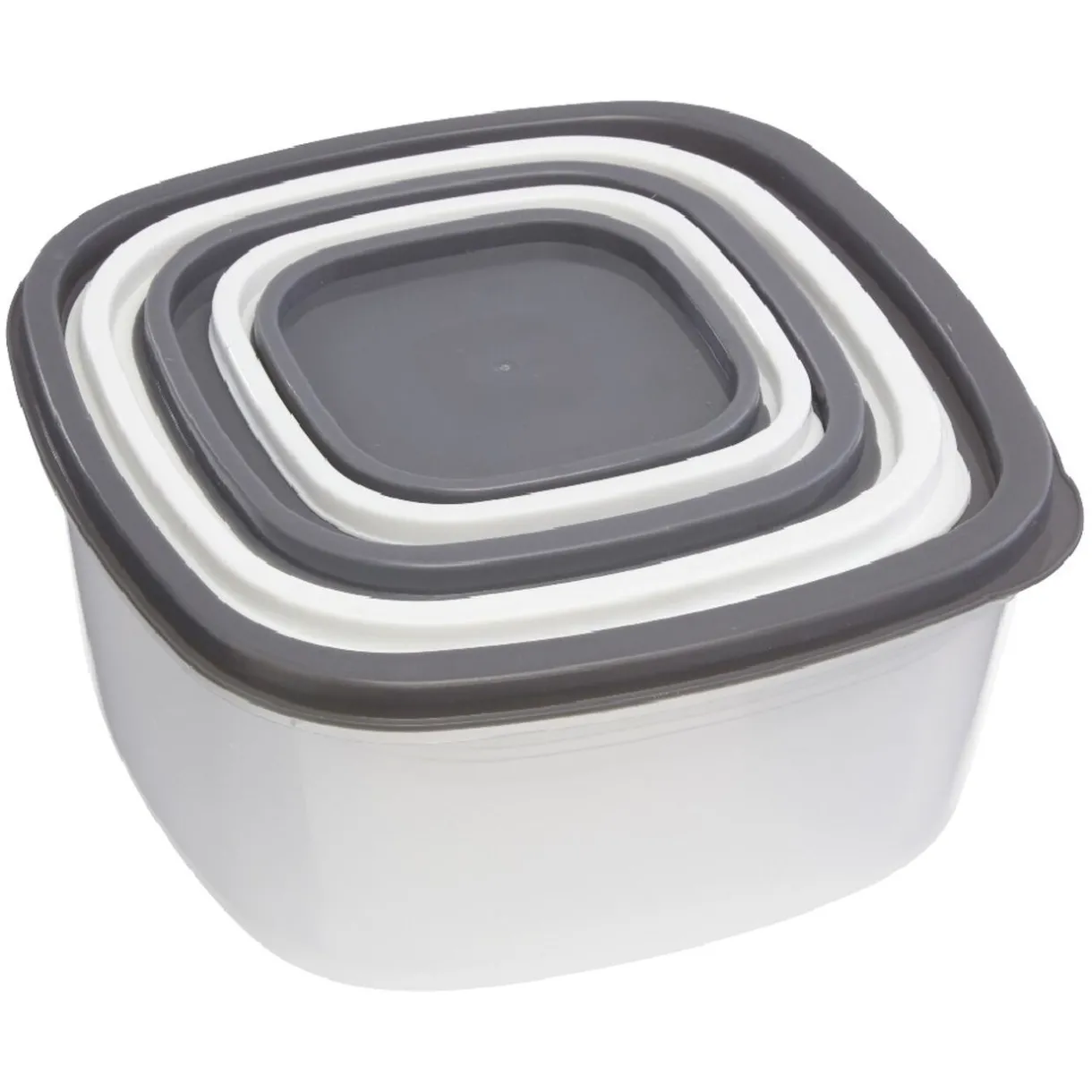 Boîte alimentaire transparente couvercle gris et blanc x5^Gifi Clearance