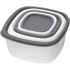 Boîte alimentaire transparente couvercle gris et blanc x5^Gifi Clearance