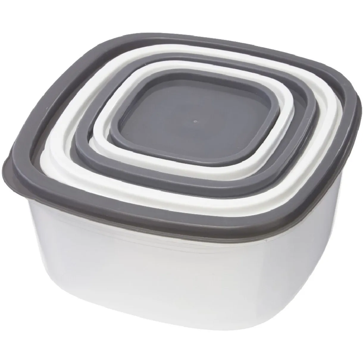 Boîte alimentaire transparente couvercle gris et blanc x5^Gifi Clearance