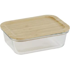 Boîte alimentaire verre avec couvercle bambou 1 000 ml^Gifi Clearance