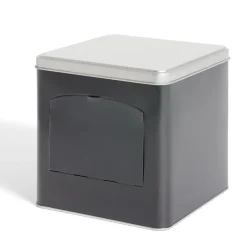 Boîte conservation avec ouverture métal noir et gris 14,5x14,5x14,5cm^Gifi New