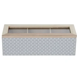 Boîte déco 3 compartiments à fenêtre gris blanc^Gifi Outlet