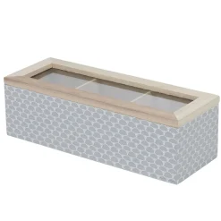 Boîte déco 3 compartiments à fenêtre gris blanc^Gifi Outlet