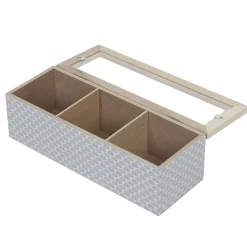 Boîte déco 3 compartiments à fenêtre gris blanc^Gifi Outlet