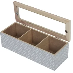 Boîte déco 3 compartiments à fenêtre gris blanc^Gifi Outlet
