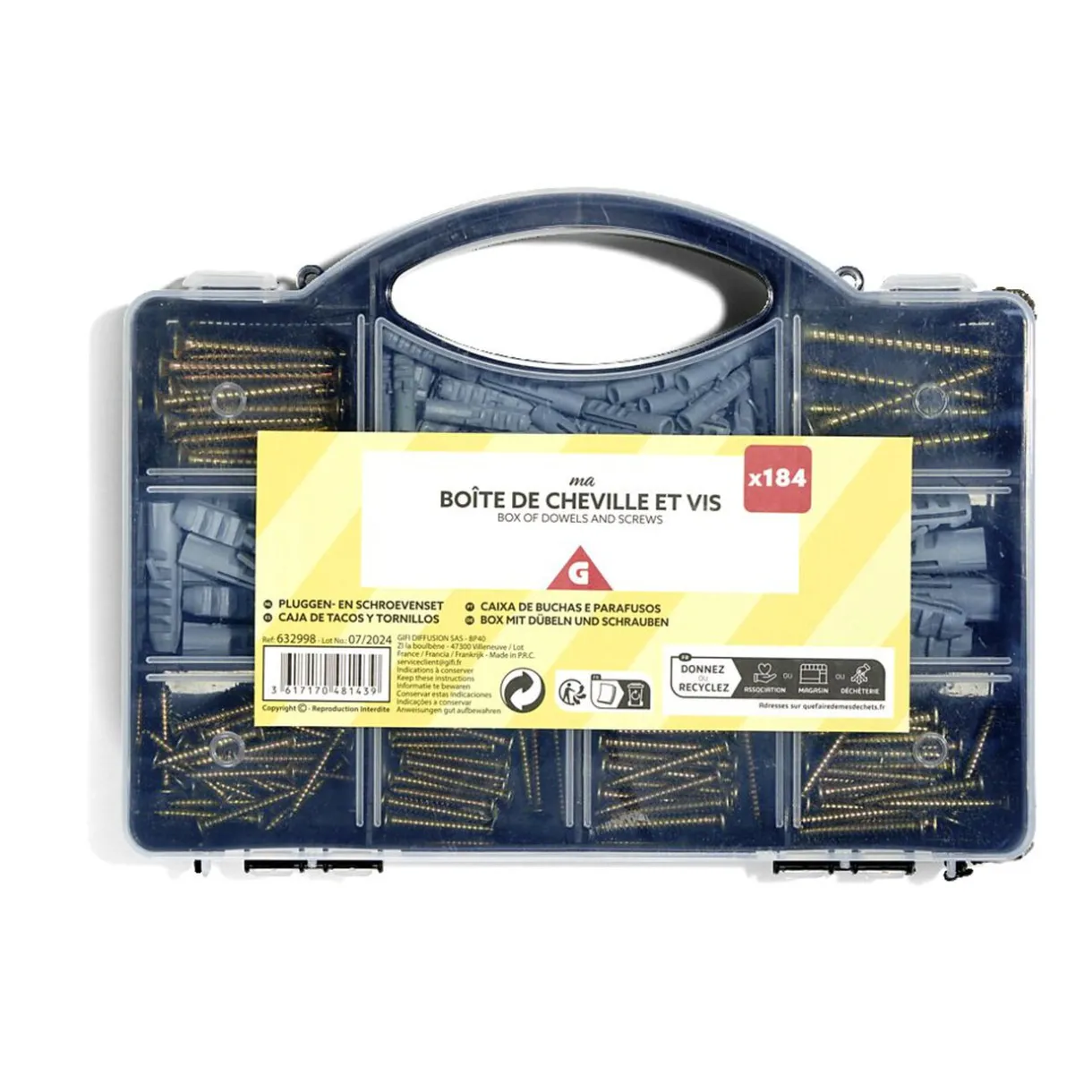 Sale Gifi Boîte de 184 pièces de chevilles et vis