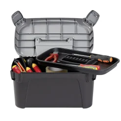 Rangement|Gifi Boîte de bricolage en plastique noir et gris x2