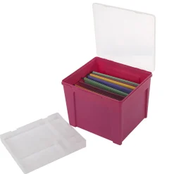 Rangement|Gifi Boîte de classement en plastique 8 dossiers rose