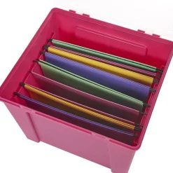 Rangement|Gifi Boîte de classement en plastique 8 dossiers rose